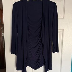 Cupio Navy Ruched Draped Open Cardigan